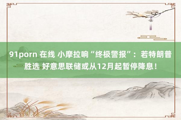 91porn 在线 小摩拉响“终极警报”：若特朗普胜选 好意思联储或从12月起暂停降息！