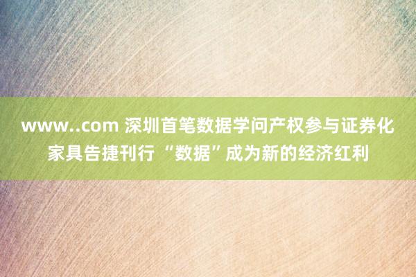www..com 深圳首笔数据学问产权参与证券化家具告捷刊行 “数据”成为新的经济红利