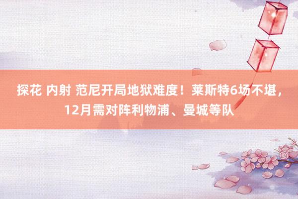 探花 内射 范尼开局地狱难度！莱斯特6场不堪，12月需对阵利物浦、曼城等队