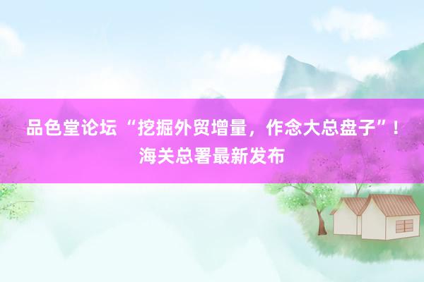 品色堂论坛 “挖掘外贸增量，作念大总盘子”！海关总署最新发布