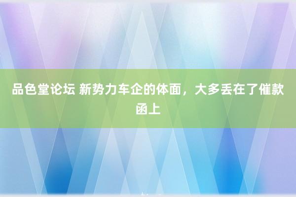 品色堂论坛 新势力车企的体面，大多丢在了催款函上
