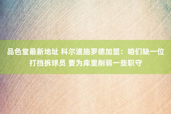 品色堂最新地址 科尔道施罗德加盟：咱们缺一位打挡拆球员 要为库里削弱一些职守