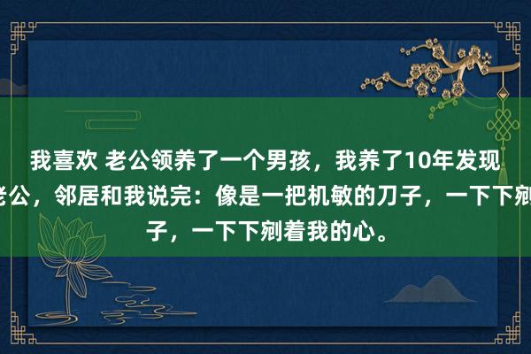 我喜欢 老公领养了一个男孩，我养了10年发现越来越像老公，邻居和我说完：像是一把机敏的刀子，一下下剜着我的心。