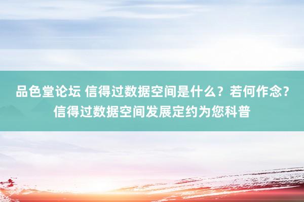 品色堂论坛 信得过数据空间是什么？若何作念？信得过数据空间发展定约为您科普