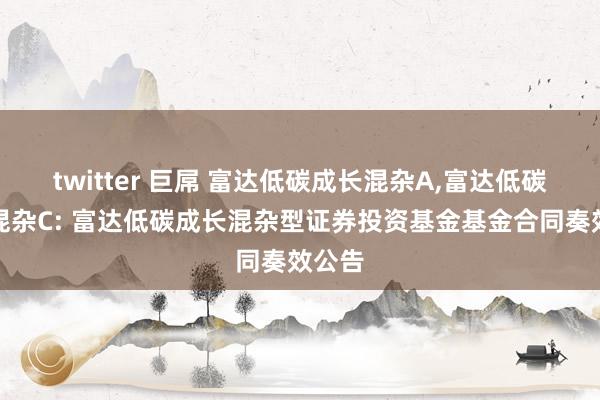 twitter 巨屌 富达低碳成长混杂A,富达低碳成长混杂C: 富达低碳成长混杂型证券投资基金基金合同奏效公告