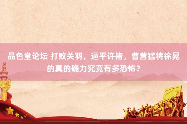 品色堂论坛 打败关羽，逼平许褚，曹营猛将徐晃的真的确力究竟有多恐怖？