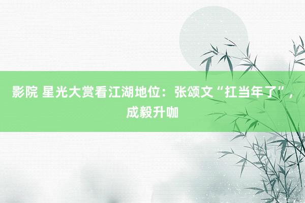 影院 星光大赏看江湖地位：张颂文“扛当年了”，成毅升咖