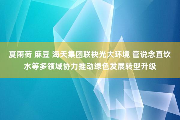 夏雨荷 麻豆 海天集团联袂光大环境 管说念直饮水等多领域协力推动绿色发展转型升级