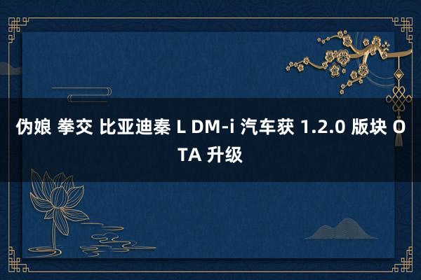 伪娘 拳交 比亚迪秦 L DM-i 汽车获 1.2.0 版块 OTA 升级