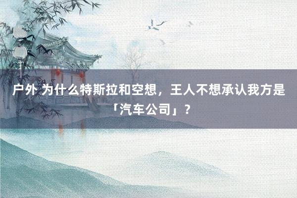 户外 为什么特斯拉和空想，王人不想承认我方是「汽车公司」？