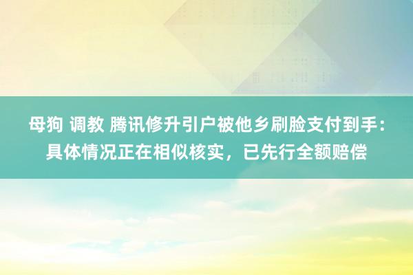 母狗 调教 腾讯修升引户被他乡刷脸支付到手：具体情况正在相似核实，已先行全额赔偿