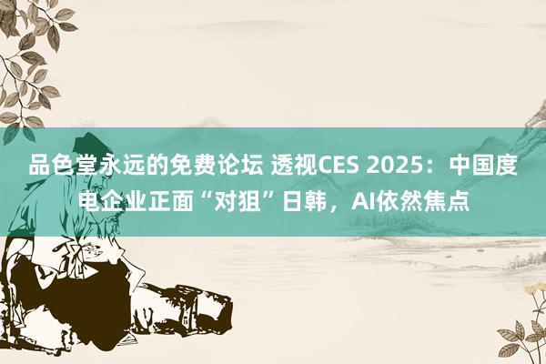 品色堂永远的免费论坛 透视CES 2025：中国度电企业正面“对狙”日韩，AI依然焦点