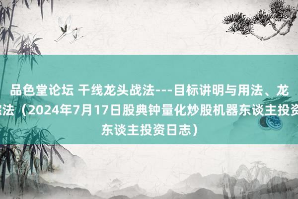 品色堂论坛 干线龙头战法---目标讲明与用法、龙头追踪法（2024年7月17日股典钟量化炒股机器东谈主投资日志）