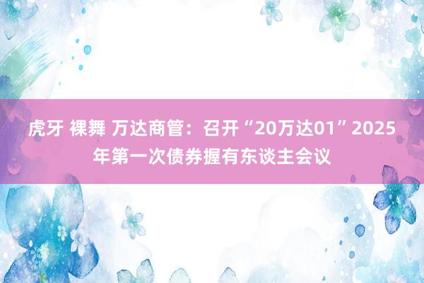 虎牙 裸舞 万达商管：召开“20万达01”2025年第一次债券握有东谈主会议