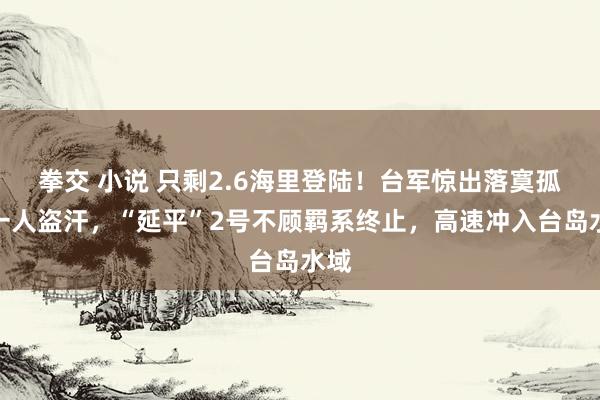 拳交 小说 只剩2.6海里登陆!台军惊出落寞孤身一人盗汗,“延平”2号不顾羁系终止,高速冲入台岛水域