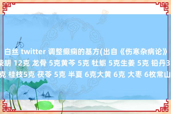 白丝 twitter 调整癫痫的基方(出自《伤寒杂病论》--柴胡加龙骨牡蛎汤) 柴胡 12克 龙骨 5克黄芩 5克 牡蛎 5克生姜 5克 铅丹3克东说念主参 5克 桂枝5克 茯苓 5克 半夏 6克大黄 6克 大枣 6枚常山 20克 远志20克 苍术 20克 注：铅丹要用棉