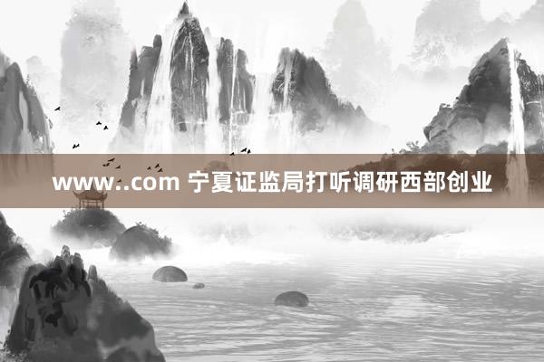 www..com 宁夏证监局打听调研西部创业