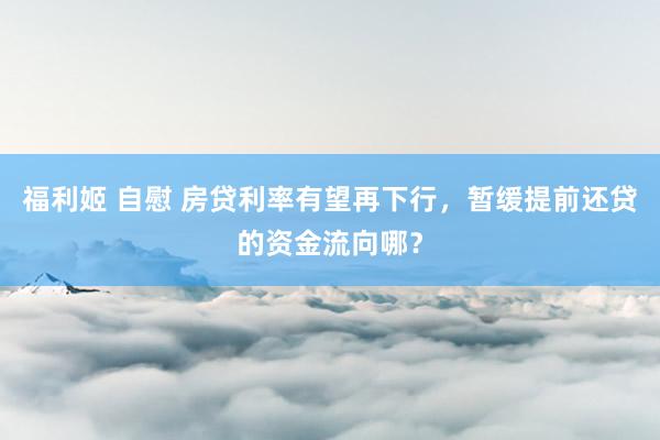 福利姬 自慰 房贷利率有望再下行，暂缓提前还贷的资金流向哪？