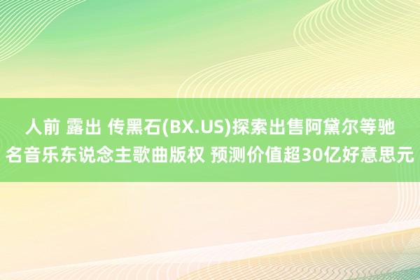 人前 露出 传黑石(BX.US)探索出售阿黛尔等驰名音乐东说念主歌曲版权 预测价值超30亿好意思元