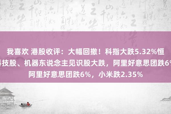 我喜欢 港股收评：大幅回撤！科指大跌5.32%恒指重挫800点，科技股、机器东说念主见识股大跌，阿里好意思团跌6%，小米跌2.35%