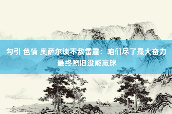 勾引 色情 奥萨尔谈不敌雷霆：咱们尽了最大奋力 最终照旧没能赢球