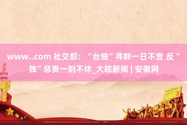 www..com 社交部：“台独”寻衅一日不啻 反“独”惩责一刻不休_大皖新闻 | 安徽网