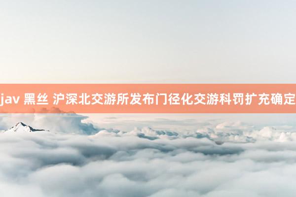 jav 黑丝 沪深北交游所发布门径化交游科罚扩充确定