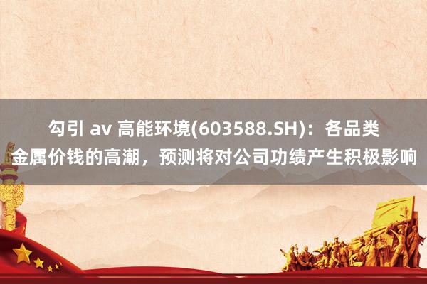勾引 av 高能环境(603588.SH)：各品类金属价钱的高潮，预测将对公司功绩产生积极影响