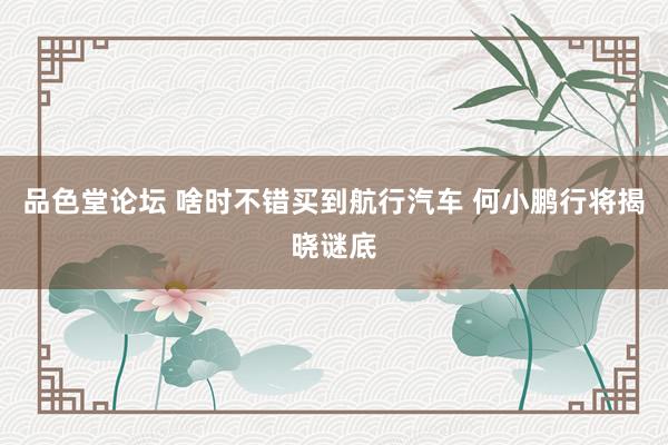 品色堂论坛 啥时不错买到航行汽车 何小鹏行将揭晓谜底