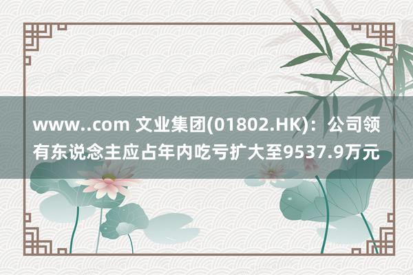 www..com 文业集团(01802.HK)：公司领有东说念主应占年内吃亏扩大至9537.9万元