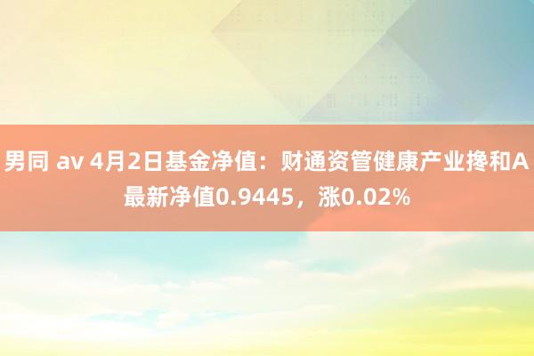 男同 av 4月2日基金净值：财通资管健康产业搀和A最新净值0.9445，涨0.02%