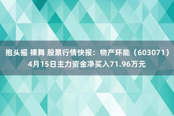 抱头摇 裸舞 股票行情快报：物产环能（603071）4月15日主力资金净买入71.96万元
