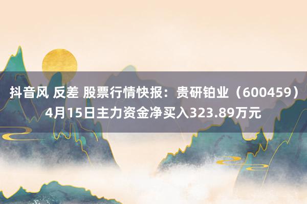 抖音风 反差 股票行情快报：贵研铂业（600459）4月15日主力资金净买入323.89万元