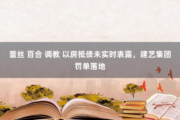 蕾丝 百合 调教 以房抵债未实时表露，建艺集团罚单落地