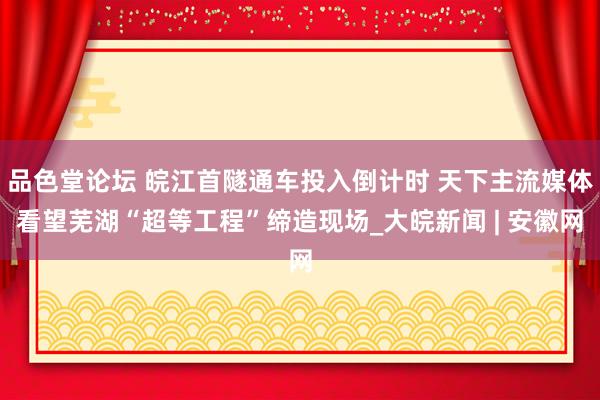 品色堂论坛 皖江首隧通车投入倒计时 天下主流媒体看望芜湖“超等工程”缔造现场_大皖新闻 | 安徽网