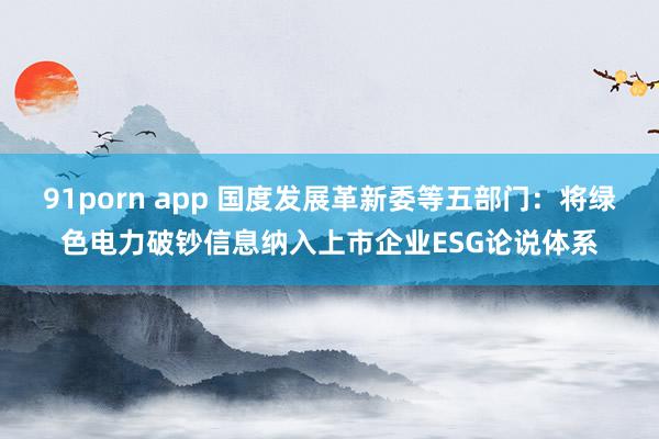 91porn app 国度发展革新委等五部门：将绿色电力破钞信息纳入上市企业ESG论说体系