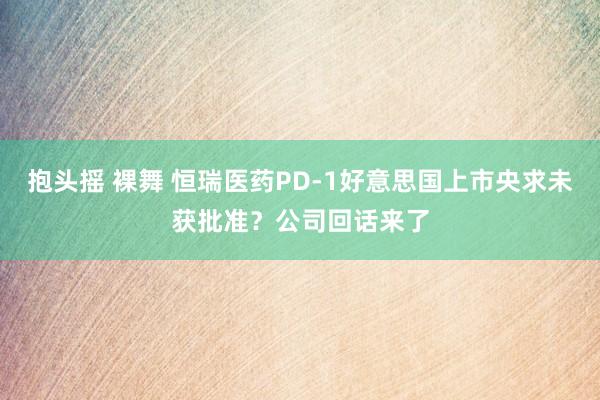 抱头摇 裸舞 恒瑞医药PD-1好意思国上市央求未获批准？公司回话来了