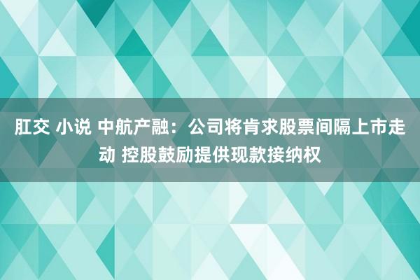 肛交 小说 中航产融：公司将肯求股票间隔上市走动 控股鼓励提供现款接纳权