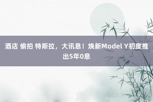 酒店 偷拍 特斯拉，大讯息！焕新Model Y初度推出5年0息