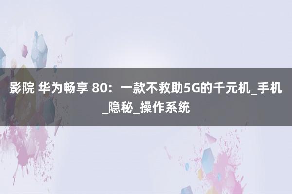 影院 华为畅享 80：一款不救助5G的千元机_手机_隐秘_操作系统